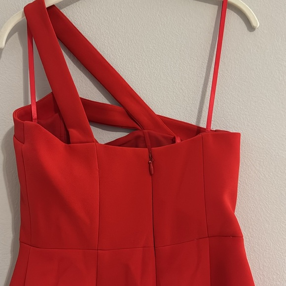BCBGMAXAZRIA “DAYNE” SIZE 0 JEWEL RED ASYMMETRICAL SHOULDER DRESS - Picture 6 of 8
